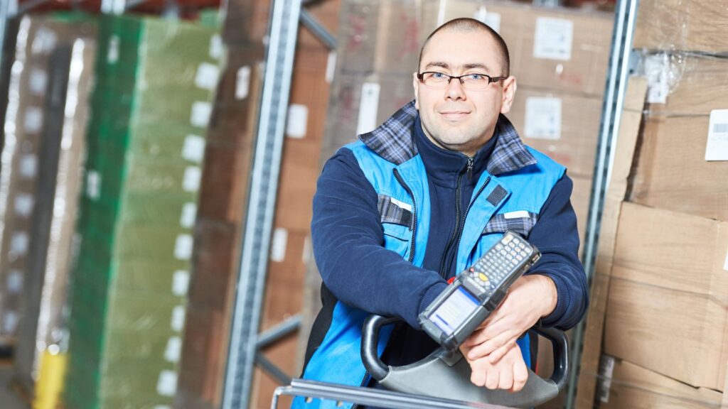 Man with Warehouse Barcode Scanner