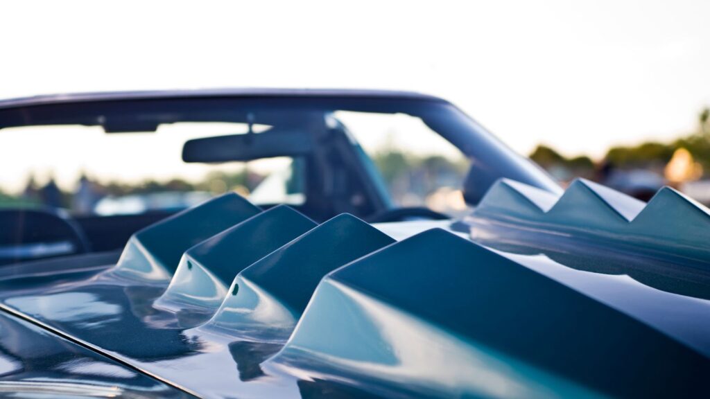 air vents on the hood of a hot rod car