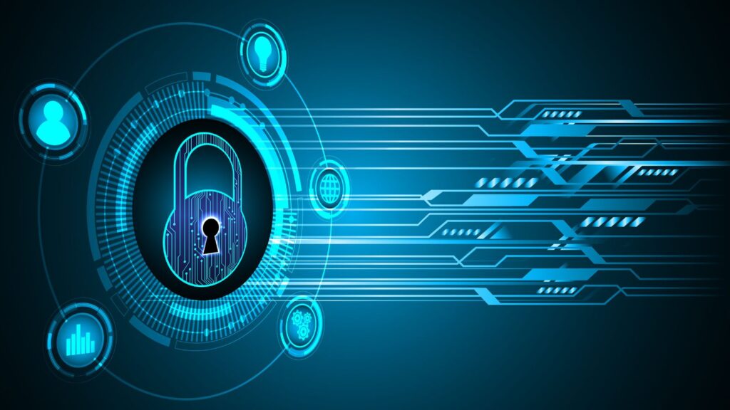 Business Central Disaster Recovery & Business Continuity 2 Closed padlock symbol over a digital circuit background, representing cybersecurity, data protection, and secure information systems.