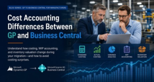 Business Central manufacturing costing guide comparing Dynamics GP cost accounting and inventory valuation.